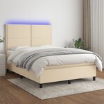 vidaXL Sommier à lattes de lit et matelas et LED Crème 140x200cm Tissu