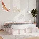 vidaXL Cadre de lit avec stockage Blanc 210 x 178 x 30 cm Pin massif