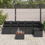 vidaXL Ensemble de canapé de jardin avec coussin 7 Pièces Noir Poly rotin