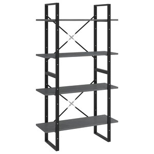 vidaXL Bibliothèque à 4 niveaux Gris 80x30x140 cm Bois de pin massif