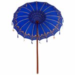 vidaXL Parasol balinais Bleu (180-190) x 260 cm Coton et bois massif