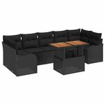 vidaXL Ensemble de canapé de jardin 8 Pièces Noir Poly rotin