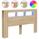 vidaXL Tête de lit à LED chêne sonoma 160x18 5x103 5cm bois ingénierie