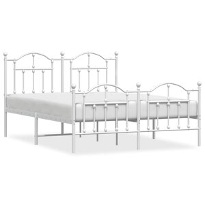 vidaXL Cadre de lit métal sans matelas et pied de lit blanc 140x190 cm