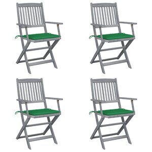 vidaXL Chaises pliables d'extérieur lot de 4 et coussins Bois d'acacia