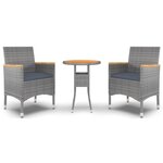 vidaXL Ensemble à manger de jardin 3 Pièces Résine tressée Gris