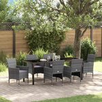 vidaXL Ensemble de salle à manger pour jardin 7 Pièces Gris Poly rotin