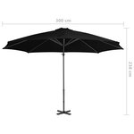 vidaXL Parasol déporté avec mât en aluminium Noir 300 cm