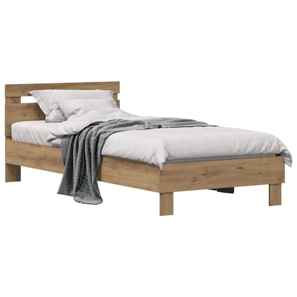 vidaXL Cadre de lit Chêne artisanal 98 5 x 200 cm Bois d'ingénierie
