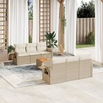 vidaXL Salon de jardin avec coussins 7 Pièces beige résine tressée