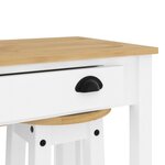 vidaXL Ensemble de bar 3 Pièces blanc bois de pin massif