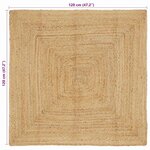 vidaXL Tapis de zone Beige 120 x 120 cm Jute