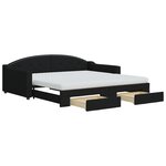 vidaXL Lit de jour avec gigogne et tiroirs noir 100x200 cm tissu