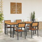 vidaXL Ensemble de salle à manger pour jardin 5 Pièces Noir et marron