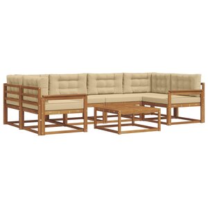vidaXL Ensemble de canapés d'extérieur 7 Pièces Naturel et Beige