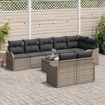 vidaXL Ensemble de canapé de jardin 9 Pièces Gris polyrotin