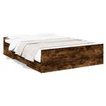 vidaXL Cadre de lit et tiroirs chêne fumé 120x190 cm bois d'ingénierie