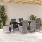 vidaXL Ensemble de salle à manger pour jardin 7 Pièces Gris Poly rotin