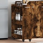 vidaXL Armoire avec roues chêne fumé 60x22x79 cm bois d'ingénierie