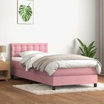 vidaXL Sommier à lattes de lit avec matelas rose 90x210 cm velours