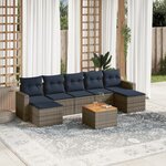 vidaXL Salon de jardin 8 Pièces avec coussins gris résine tressée