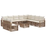 vidaXL Ensemble de canapé de jardin 11 Pièces Beige polyrotin