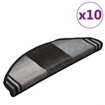 vidaXL Tapis d'escalier autoadhésifs 10 Pièces 65x21x4 cm Noir et gris