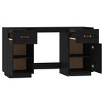 Bureau table poste de travail meuble d'ordinateur informatique étude avec armoires 135 x 50 x 75 cm bois massif de pin noir 02_0023403