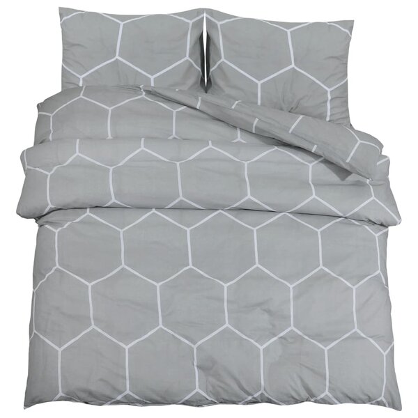 vidaXL Ensemble de housse de couette Gris 240x220 cm Coton