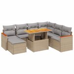 vidaXL Salon de jardin avec coussins 8 Pièces beige résine tressée