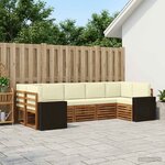 vidaXL Ensemble de canapés d'extérieur 7 pc Naturel et Crème Polyester