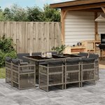 vidaXL Ensemble à manger de jardin 11Pièces avec coussins gris poly rotin