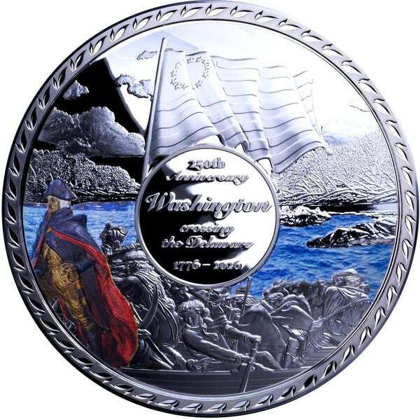 Pièce de monnaie en Argent 5 Dollars g 50 Millésime 2026 CROSSING THE DELAWARE