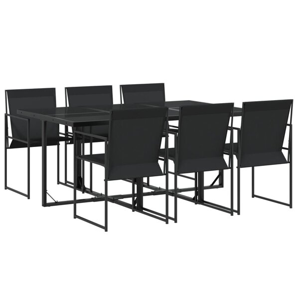 vidaXL Ensemble à manger de jardin 7 Pièces noir textilène