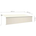 vidaXL Auvent automatique rétractable avec store 6x3 m Crème