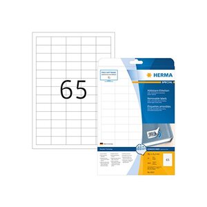 Étiquettes superprint, diamètre 10 mm, détachables, 25 feuilles a4 herma
