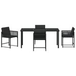 vidaXL Ensemble de salle à manger de jardin 5 pièces avec coussins en polyrotin noir