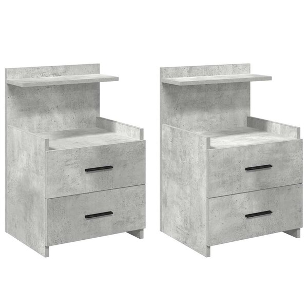 vidaXL Tables de chevet 2 pièces avec 2 tiroirs Gris béton 40 x 36 5 x 62 cm