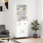 vidaXL Buffet haut Blanc 69 5x34x180 cm Bois d'ingénierie
