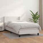 vidaXL Sommier à lattes de lit avec matelas Blanc 90x200 cm Similicuir