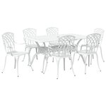 vidaXL Ensemble de salle à manger de jardin de 7 pièces en aluminium moulé blanc