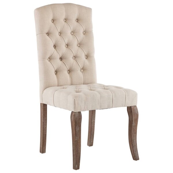 vidaXL Chaises à manger lot de 2 beige tissu à l'aspect de lin