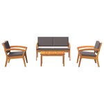 vidaXL Ensemble Bistro 4 Pièces avec Coussins - Bois Massif d'Acacia