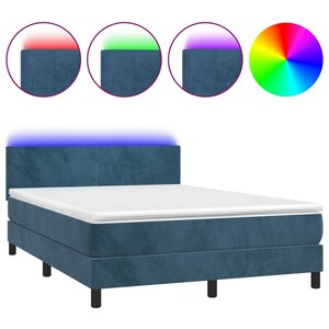 vidaXL Sommier à lattes de lit avec matelas LED Bleu foncé 140x190 cm