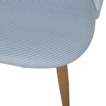 Chaise en tissu bleu et rayures blanches - Pieds en métal - L 53 x P 54 x H 76 cm - COLE
