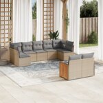 vidaXL Salon de jardin avec coussins 9 Pièces beige résine tressée