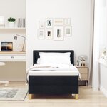 vidaXL Lit à ressorts avec matelas noir 90x200 cm en tissu
