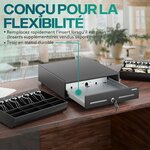 ACROPAQ Tiroir Caisse Compatible avec Caisse Enregistreuse RJ11  34x33x10 - 8 compartiments Monnaie & 4 à Billets  Insert Amovible