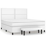 vidaXL Sommier à lattes de lit avec matelas Blanc 160x200cm Similicuir