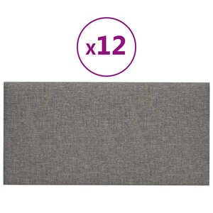 vidaXL Panneaux muraux 12 Pièces Gris clair 60x30 cm Tissu 2 16 m²